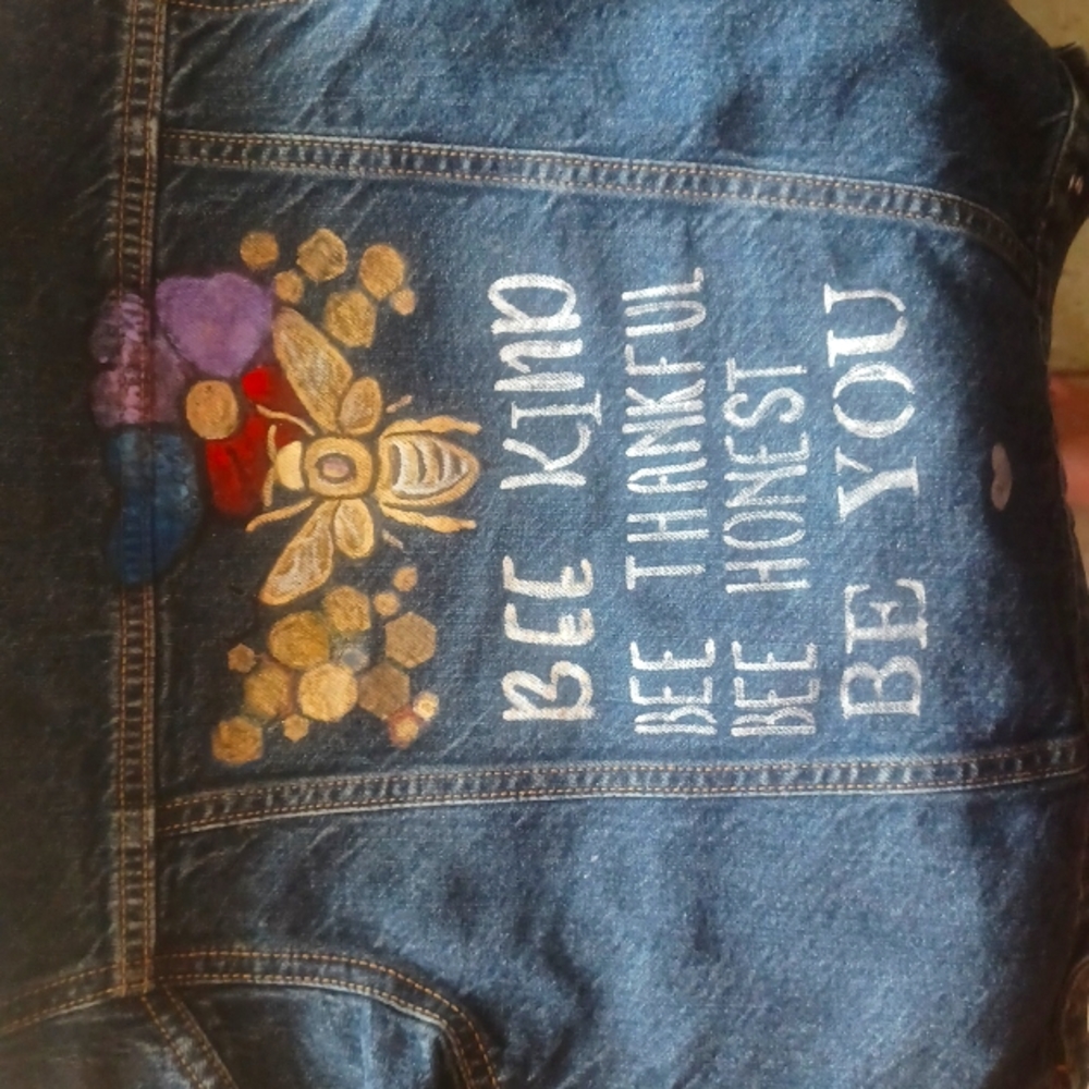 Girls 1 of a kind Hand painted Jean jacket